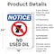 Signmission No Used Oil, 18 in W x Rectangle, Plastic OS-2PACK-NS-P-1824-V-15025 - alternate 6
